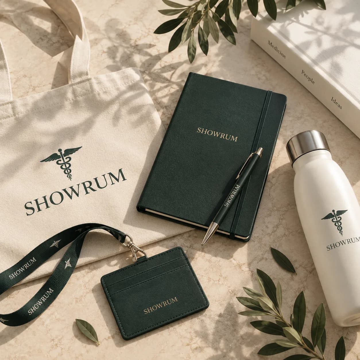 Шопер, блокнот и бутылка с символикой Showrum